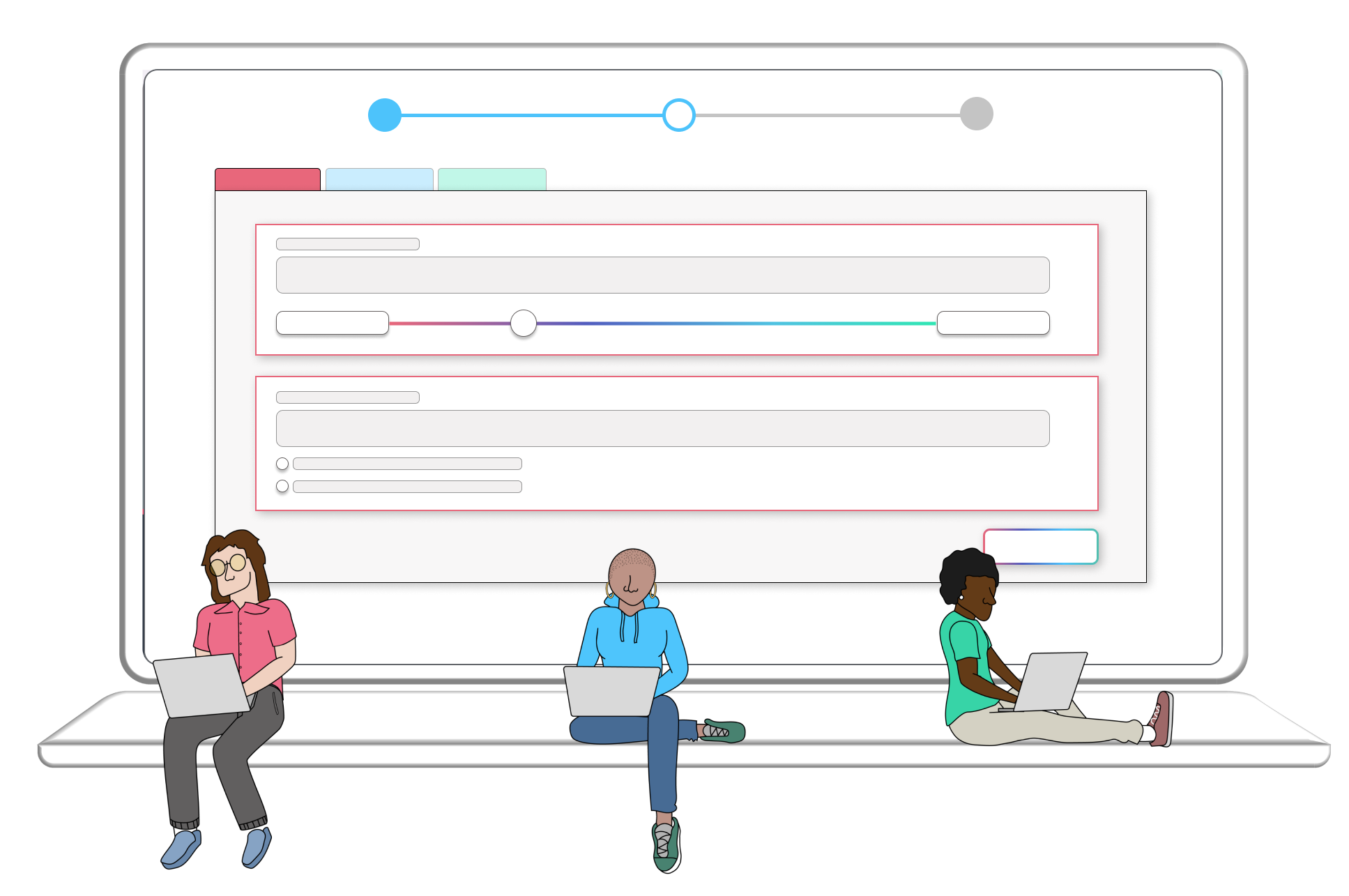 Cartoon of students using the Allelo discussion platform